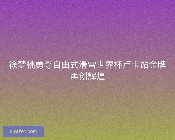 徐梦桃勇夺自由式滑雪世界杯卢卡站金牌再创辉煌